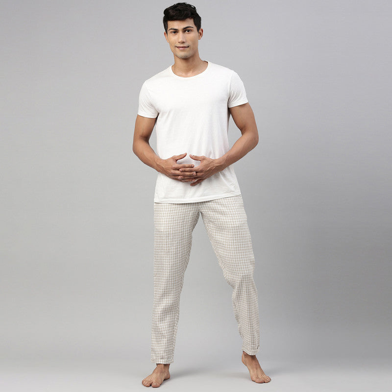 Lounge Pants For Men | Hemp | Beige & White