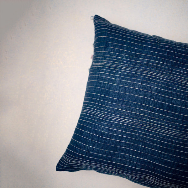 Organic Cotton Cushion Cover | Striped | Blue