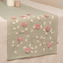 Cotton Chambray Table Runner | Embroidered | Green