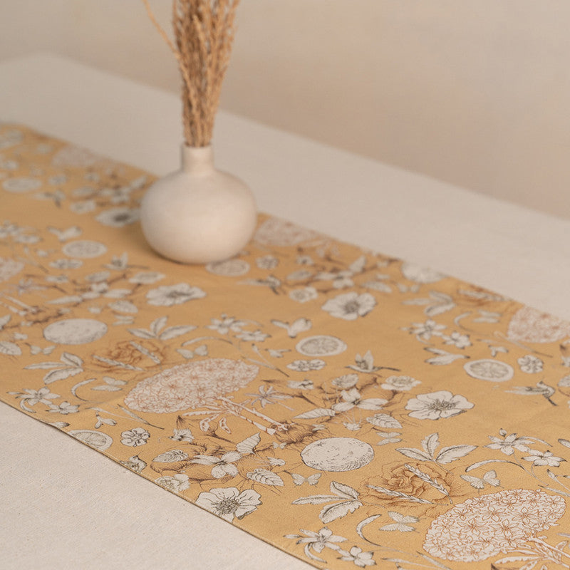 Cotton Canvas Table Runner | Printed | Yellow