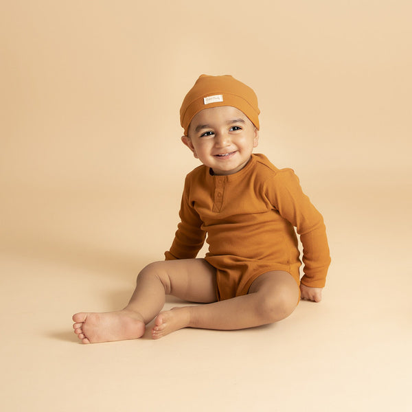 Cotton Baby Romper | Rust Brown