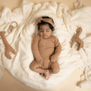 Cotton Bodysuit for Baby | Camel Brown