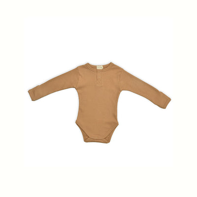 Cotton Bodysuit for Baby | Camel Brown