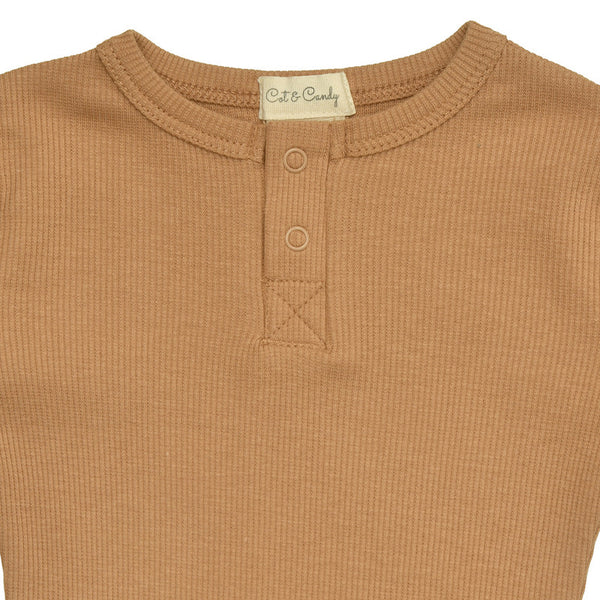 Cotton Bodysuit for Baby | Camel Brown