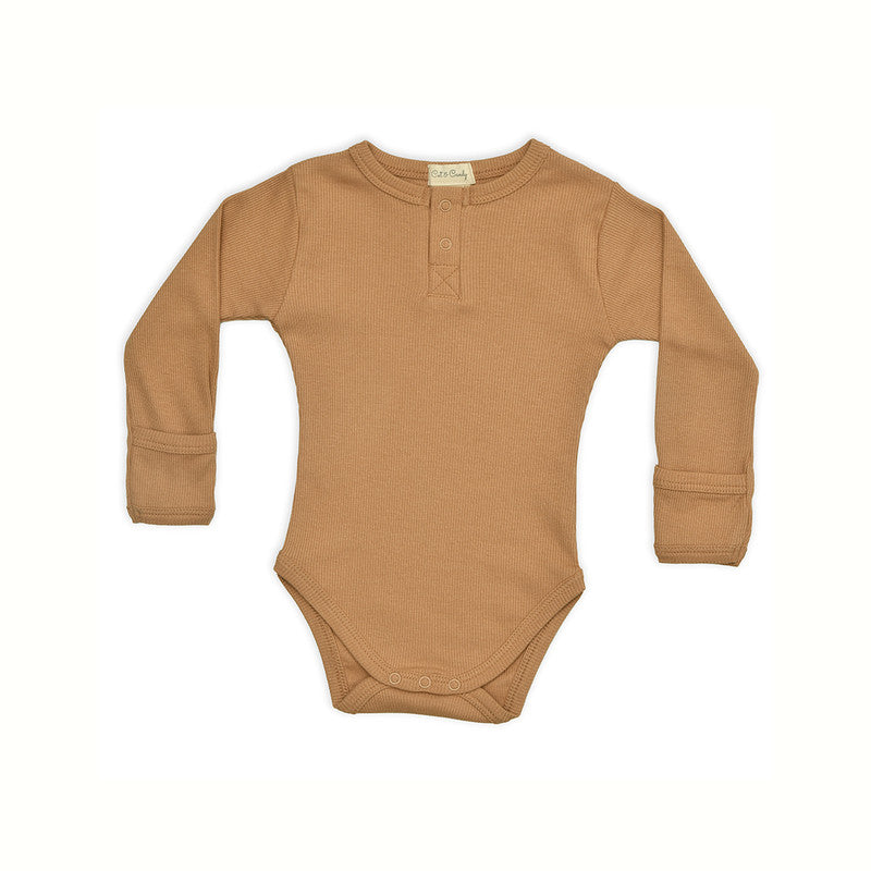 Cotton Bodysuit for Baby | Camel Brown