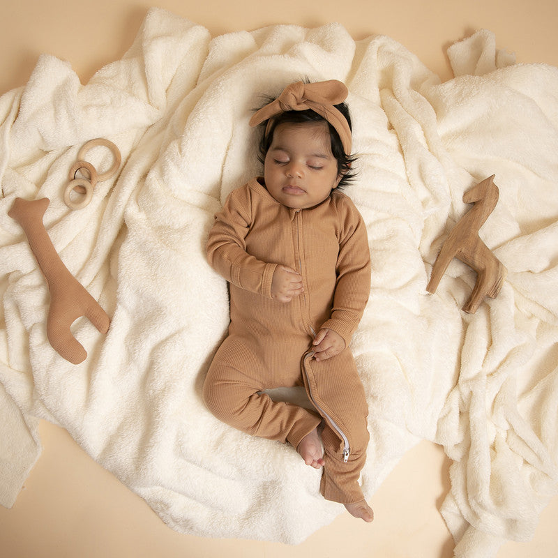 Cotton Headband for Baby Girl | Camel Brown.