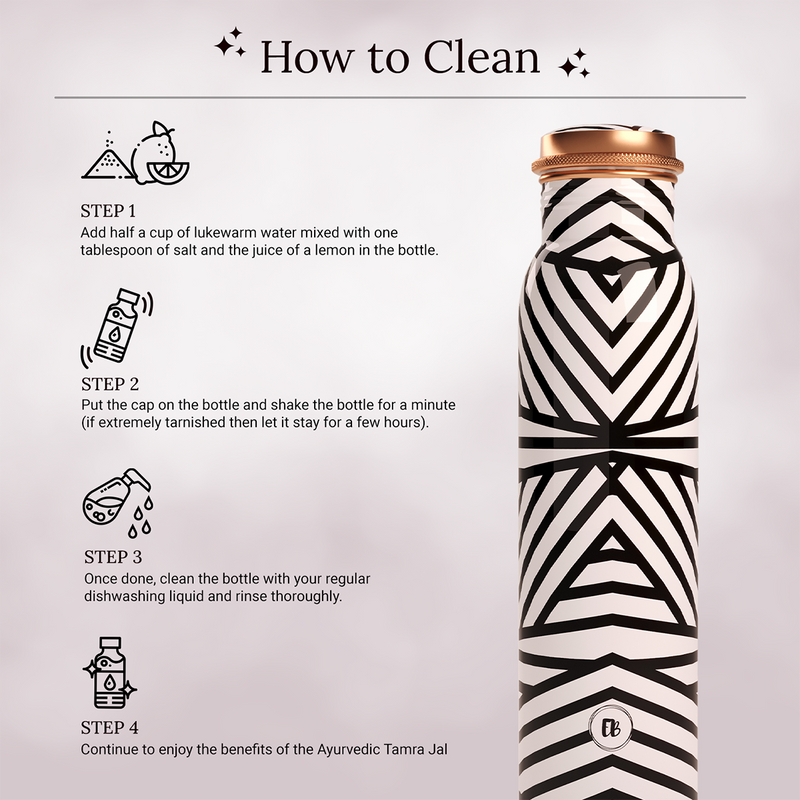 Copper Bottle | White & Black | 900 ml