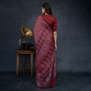 Modal Silk Saree | Ajrakh Handblock Print | Maroon