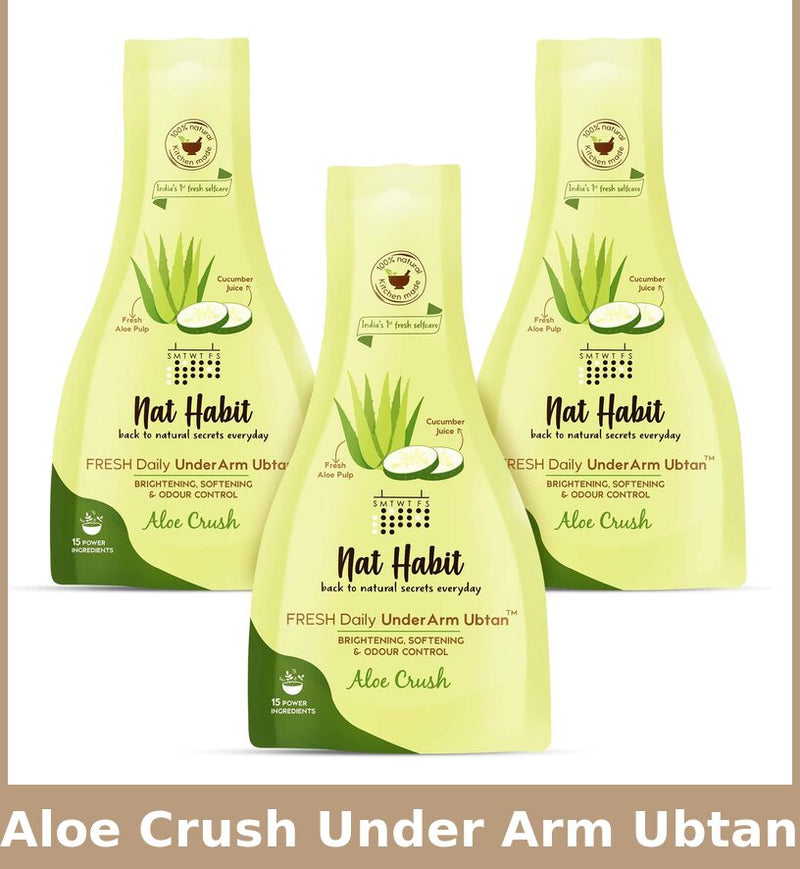 Nat Habit Aloe Crush Under Arm Ubtan | Brightening & Odor Control | 40 g | Pack of 3