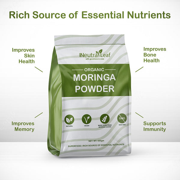 Organic Moringa Powder | 500 g | Improves Memory & Bone Health