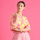 Pure Cotton Bandhani Crop Top | Pink & Yellow