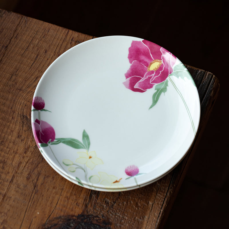 Ceramic Quarter Plates | Ivory & Pink | Lead-Free | Set of 2