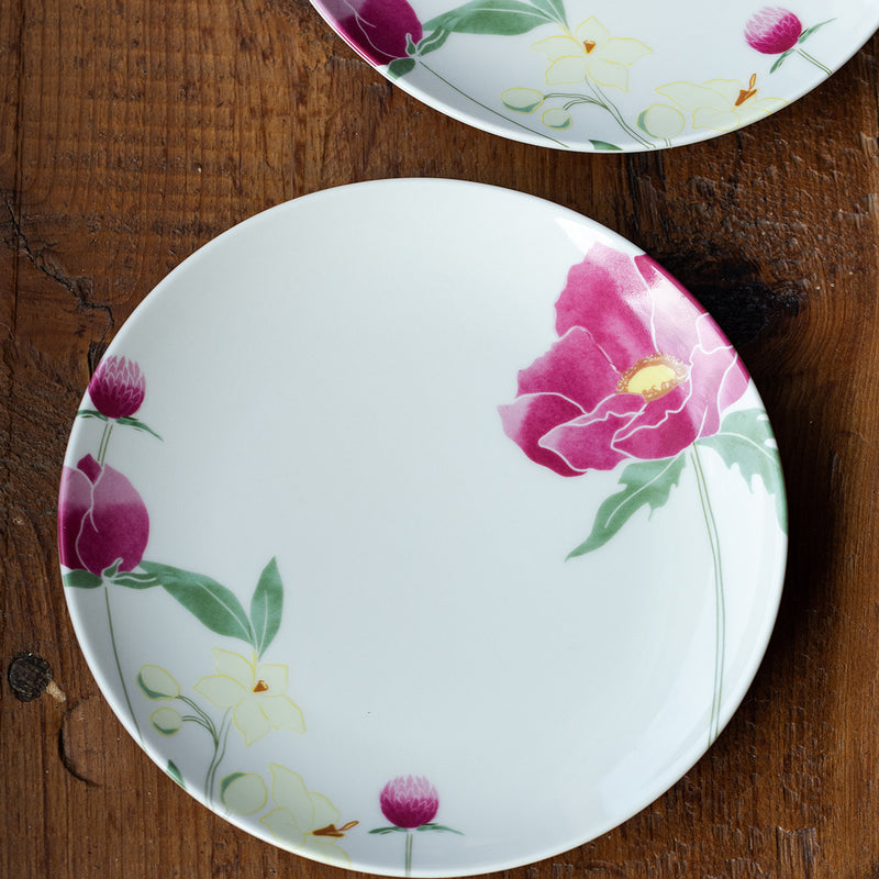Ceramic Quarter Plates | Ivory & Pink | Lead-Free | Set of 2
