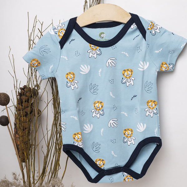 Cotton Onesie for Baby | Fearless Lion | Blue