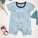 Cotton Baby Romper | Fearless Lion Print | Blue