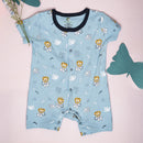 Cotton Baby Romper | Fearless Lion Print | Blue