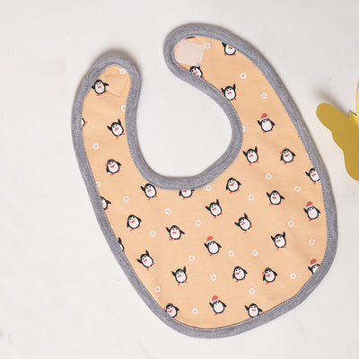 Cotton Baby Bib | Diligent Penguin | Peach