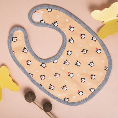 Cotton Baby Bib | Diligent Penguin | Peach