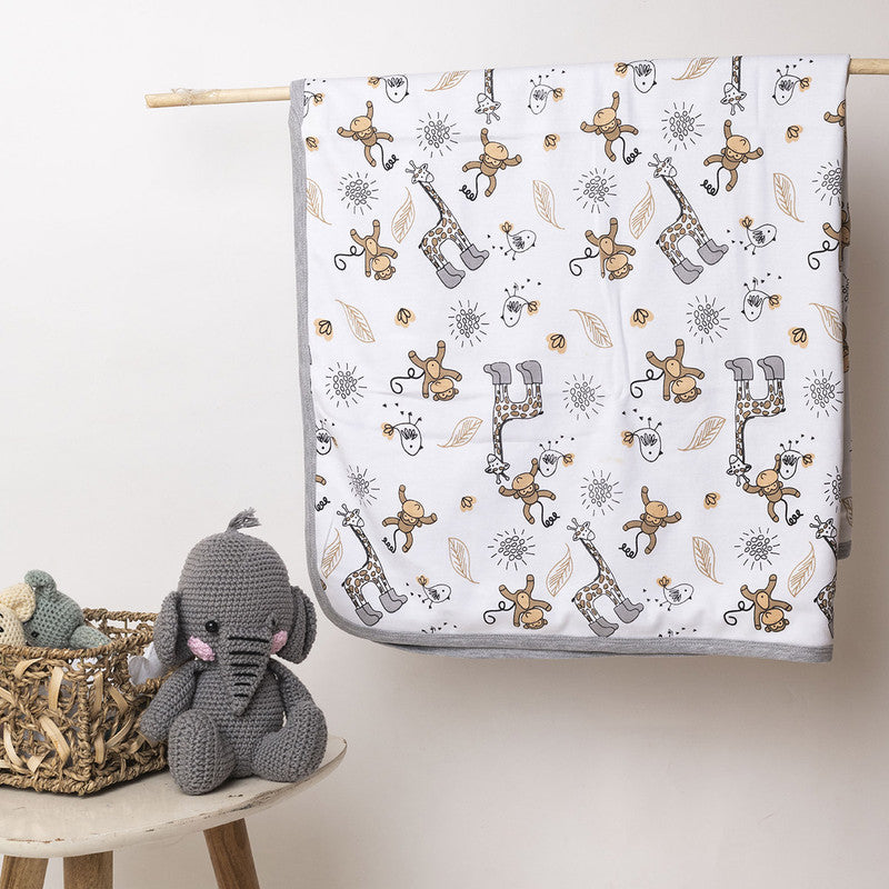 Cotton Baby Blanket | Animal Kingdom | White