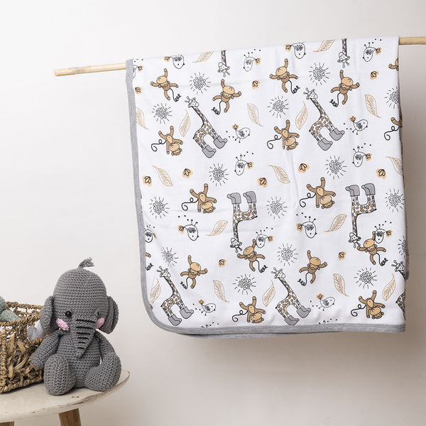 Cotton Baby Blanket | Animal Kingdom | White