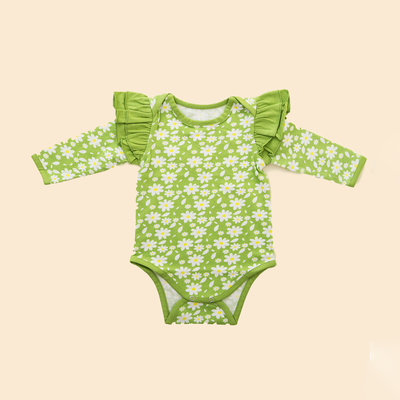 Organic Cotton Baby Girl Onesie | Green