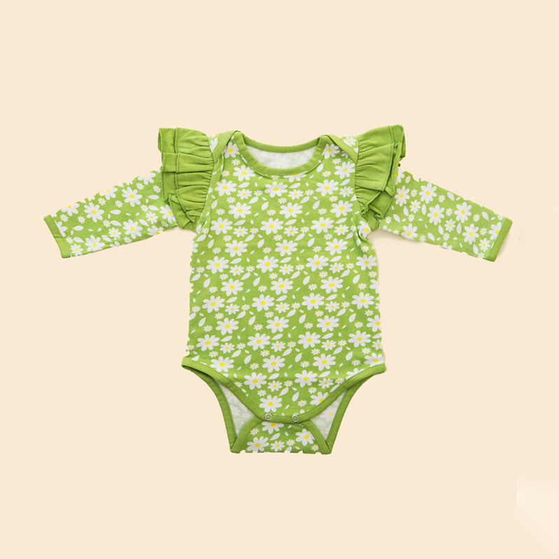 Organic Cotton Baby Girl Onesie | Green