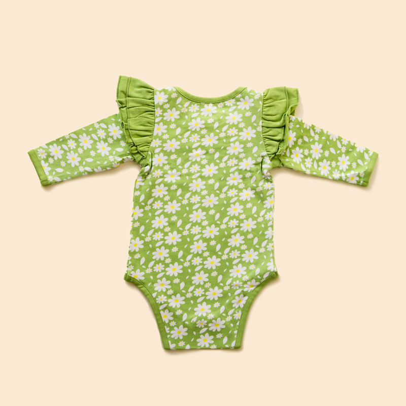 Organic Cotton Baby Girl Onesie | Green