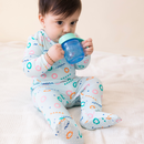 Organic Cotton Baby Bodysuit | Footsie | Printed | Blue.