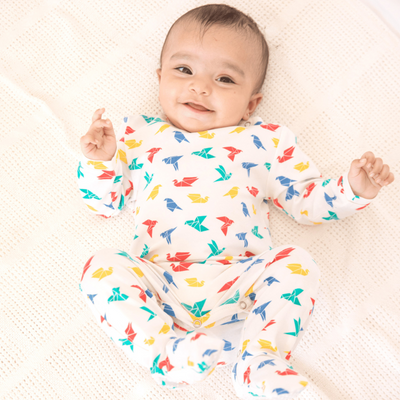 Organic Cotton Baby Bodysuit | Footsie | Printed | Multicolour