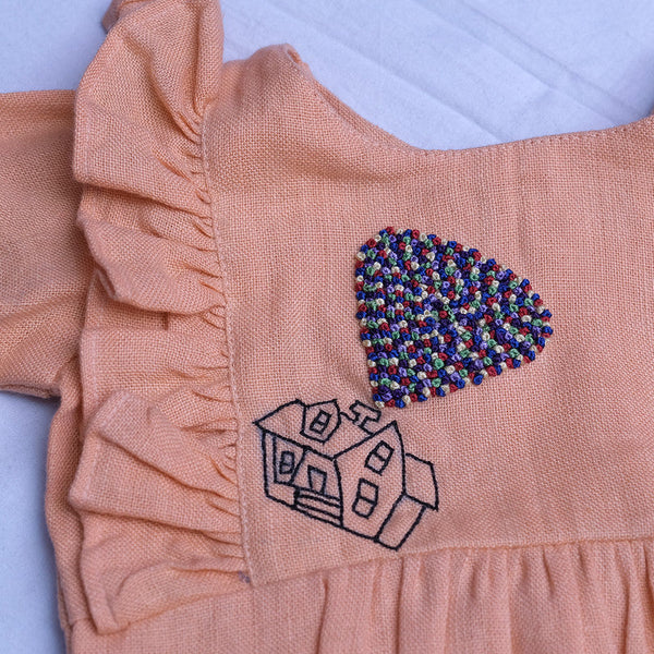 Birthday Outfits | Linen Playsuit for Kids | Orange