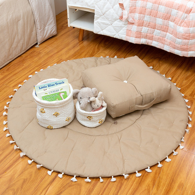 Cotton Baby Cushion | Floor Cushion | Beige | 40 x 40 cm