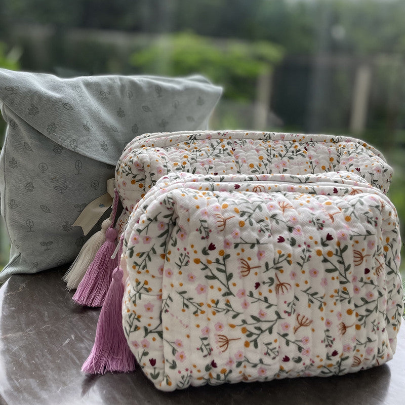 Cotton Toiletry Bag for Baby & Kids | Quilted | Ivory.