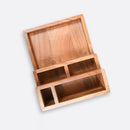 Acacia Wood Table Organizer | Staircase Style | Brown | 20x16.5x9 cm