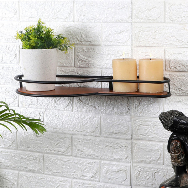 Mango Wood & Metal Wall Shelf | 50.8x17.8x5.7 cm