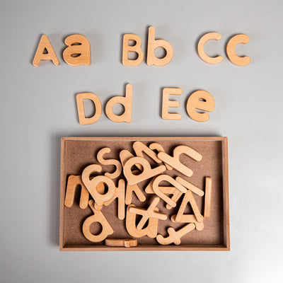 Birch and Bug Wooden Blocks for Kids | English Alphabets | Upper & Lower Case | Brown | Set of 52