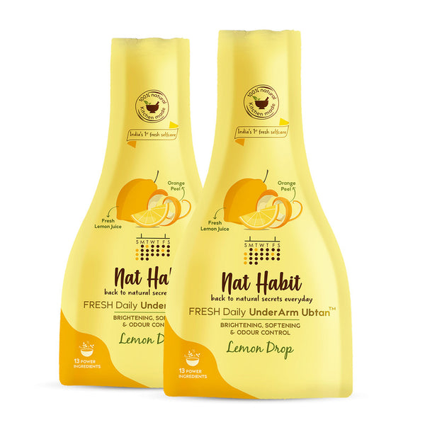 Nat Habit Lemon Drop Under Arm Ubtan | Brightening, Softening & Odor Control | Pack of 2