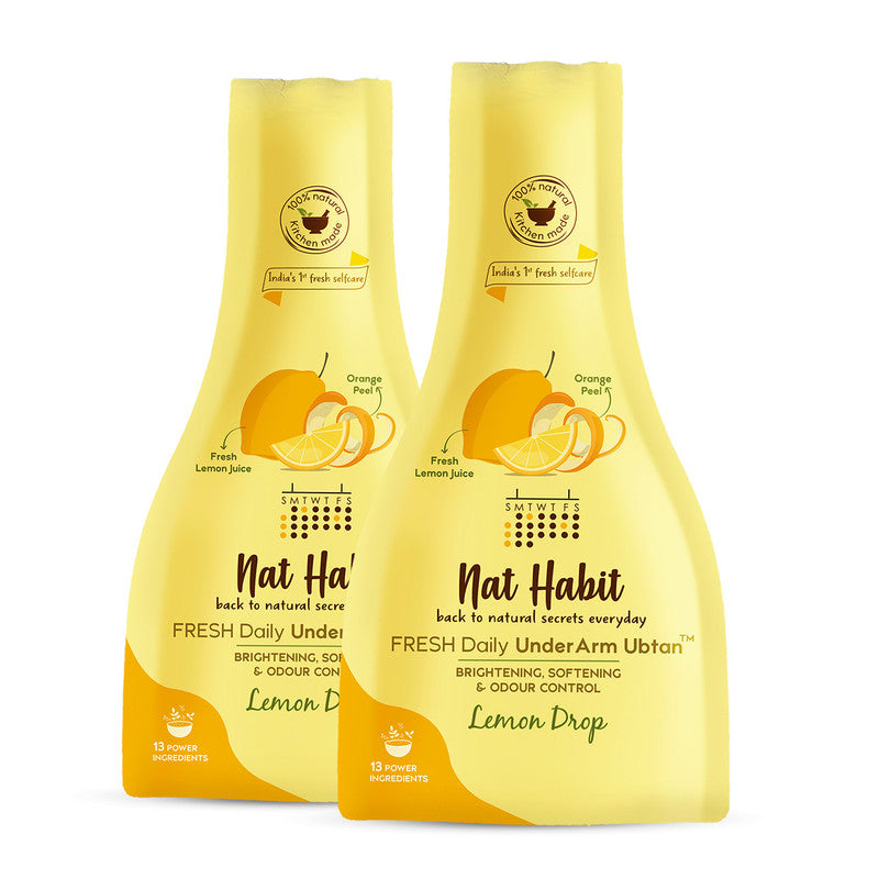 Nat Habit Lemon Drop Under Arm Ubtan | Brightening, Softening & Odor Control | Pack of 2