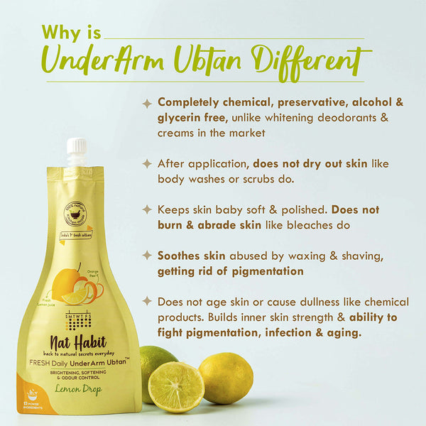 Nat Habit Lemon Drop Under Arm Ubtan | Brightening, Softening & Odor Control | Pack of 2