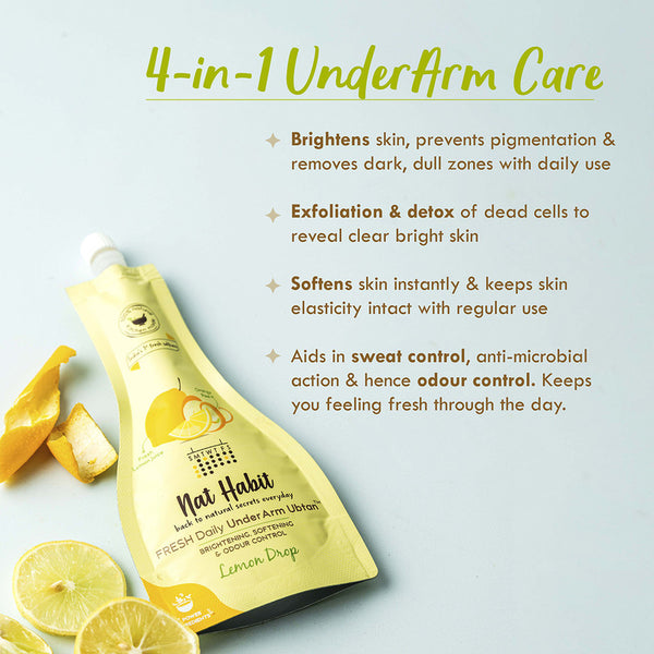 Nat Habit Lemon Drop Under Arm Ubtan | Brightening, Softening & Odor Control | Pack of 2