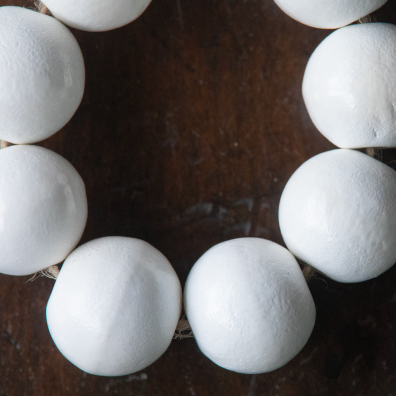 Cotton & Wooden Napkin Rings | White | Set of 4