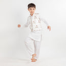 Cotton Kurta Pajama Nehru Jacket Set for Kids | White