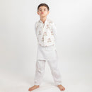 Cotton Kurta Pajama Nehru Jacket Set for Kids | White