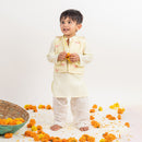 Muslin Kurta Pajama Nehru Jacket Set for Boys | Green