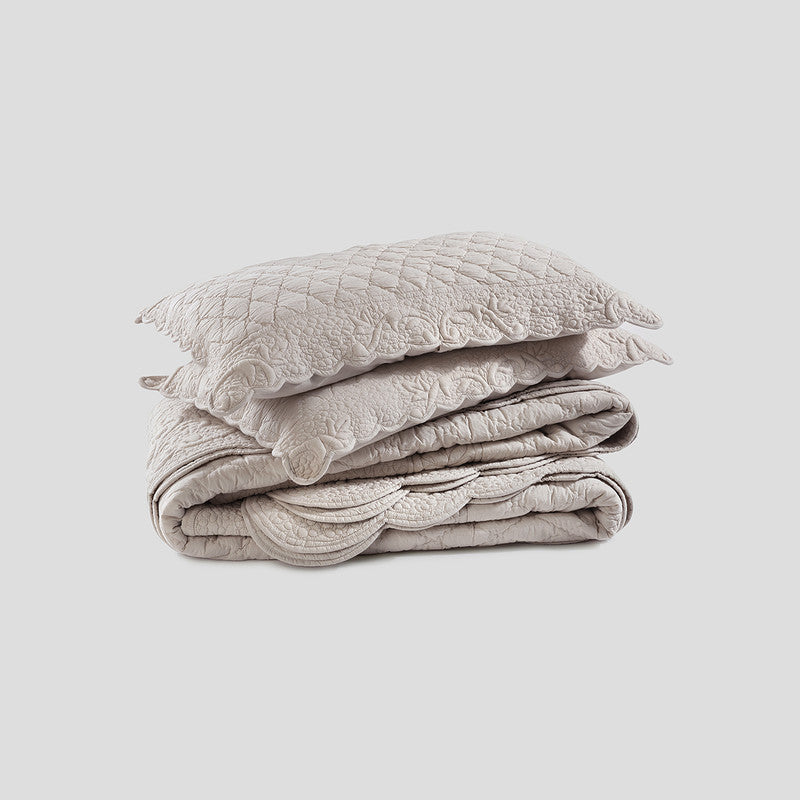 Cotton Bedspread With Pillow Covers | King | Natural | Set of 3