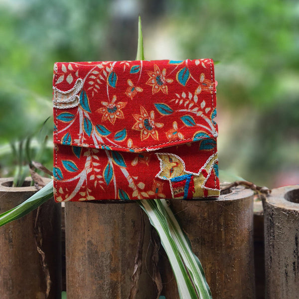 Cork & Cotton Linen Wallet | Red