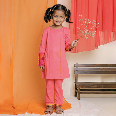 Cotton Kurta Set for Girls | Pink