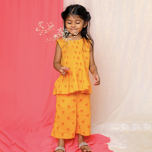 Cotton Co Ord Set for Girls | Yellow