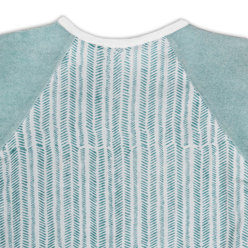 Cotton Bibs for Baby & Kids | Full Sleeves | Block Print | Aqua Blue