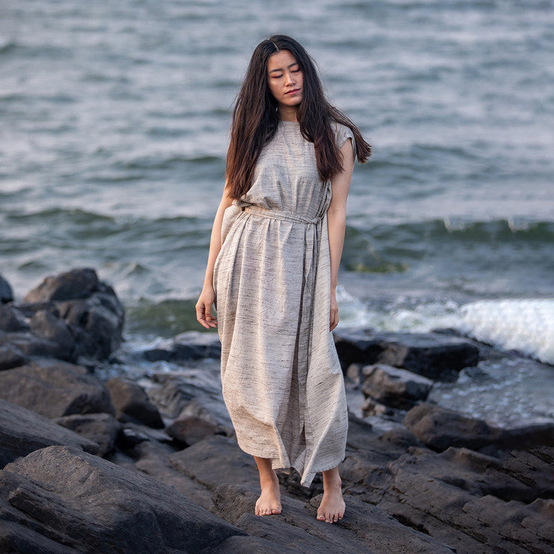 Organic Cotton Maxi Dress | Natural Dyed | Grey