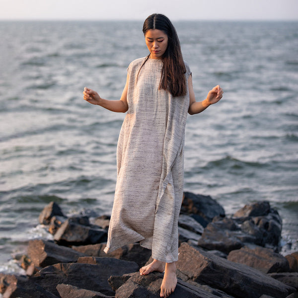 Organic Cotton Maxi Dress | Natural Dyed | Grey